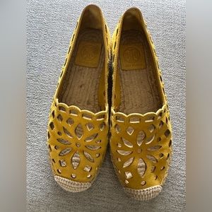 Tory Burch Mustard Yellow May Perforated Espadrilles ☀️